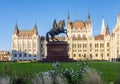 Rakoczi Ferenc monument in front of Hungarian parliament, Budapest, Hungary Royalty Free Stock Photo