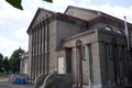 Rakovnik, Czech Republic - July 2, 2022 - modernist building from 1914 with a facade of white unplastered brick - Sokolovna