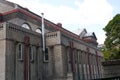 Rakovnik, Czech Republic - July 2, 2022 - modernist building from 1914 with a facade of white unplastered brick - Sokolovna