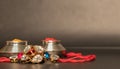 Raksha bandhan raakhi or rakhi with Kumkum on black background