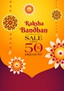 Raksha Bandhan sale banner, rakhi sale with amazing deals, save upto 50% poster, vector