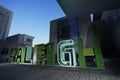 Raleigh, NC - USA - 10-28-2023: The entrance to the Raleigh downtown Convention Center at night