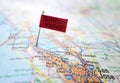 RALEIGH,NC/USA - 5-22-2020: Silicon Valley pin flag in a map of the San Francisco Bay area, including San Jose and Palo Alto Royalty Free Stock Photo