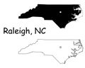 Raleigh North Carolina NC State Border USA Map Royalty Free Stock Photo