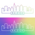 Raleigh skyline. Colorful linear style.