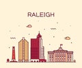 Raleigh skyline North Carolina USA vector linear