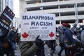 Rally against Donald Trump`s Muslim ban in Toronto.