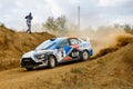 Rally car in motion