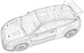 Rally and drift car vector Wire-frame isolated on background. Vector rendering of 3d. Royalty Free Stock Photo