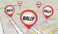 Rally Locations Map Pins Events Planned Spots Areas 3d Illustration