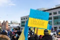 Rally in Ottawa, Canada in support of Ukraine against war. Protest and march against Russian invasion.