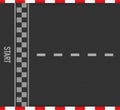 Rally races line track or road marking. Car or karting road racing vector background. Vector illustration.