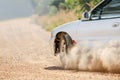 Rally racing car on dirt track