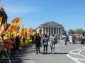 The rally of solidarity of trade unions on May 1 in the city of Volgograd, Russia.