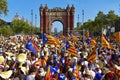 rally in support for the independence of Catalonia in Barcelona, Spain Royalty Free Stock Photo