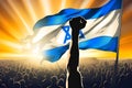 Rally in support of Israel with flags, illustration