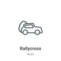 Rallycross outline vector icon. Thin line black rallycross icon, flat vector simple element illustration from editable sport