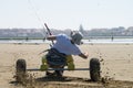 Ralph Hirner riding a kitebuggy