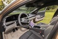 RALSKO ,CZECH REPUBLIC - 19 Sept 2023. LUCID Air. Bright interior of luxury car LUCID Air. Modern electric car LUCID