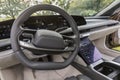 RALSKO ,CZECH REPUBLIC - 19 Sept 2023. LUCID Air. Dashboard of the LUCID Air. A detailed view of the steering wheel and the