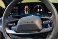 RALSKO ,CZECH REPUBLIC - 19 Sept 2023. LUCID Air. Dashboard of the LUCID Air. A detailed view of the steering wheel and the