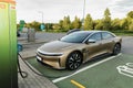 RALSKO ,CZECH REPUBLIC - 19 Sept 2023. LUCID Air. Modern LUCID Air electric ca. Electric car charging at the station