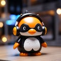 Celestialpunk Penguin Toy With Earphones - Vray Tracing, Rtx On, 32k Uhd