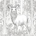 Ram Drawing In The Forest: A Cryptid Academia-inspired Coloring Book Royalty Free Stock Photo