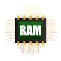 RAM flash memory chip. PC hardware. Vector illustration Royalty Free Stock Photo