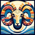 Ram head. Abstract vector illustration. Stained-glass window. AI Generated