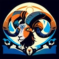 Ram head with big horn. Vector illustration for t-shirt, poster and other uses. AI Generated Royalty Free Stock Photo