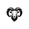 Ram Head Icon, Sheep Logo, Mutton Template, Bighorn Pictogram, Minimal Lamb Symbol Royalty Free Stock Photo