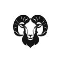 Ram Head Icon, Sheep Logo, Mutton Template, Bighorn Pictogram, Minimal Lamb Symbol Royalty Free Stock Photo