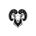 Ram Head Icon, Sheep Logo, Mutton Template, Bighorn Pictogram, Minimal Lamb Symbol