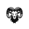 Ram Head Icon, Sheep Logo, Mutton Template, Bighorn Pictogram, Minimal Lamb Symbol