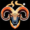 Ram head mascot isolated on black background. Vector illustration in cartoon style. generative AI Royalty Free Stock Photo