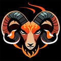 Ram head mascot logo design. Vector illustration isolated on black background. Generative AI Royalty Free Stock Photo