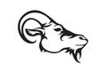 Ram head outline. Vector goat animal illustration, silhouette isolated on white background for team and brand logo or tattoo Royalty Free Stock Photo