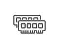 Ram line icon. Computer random-access memory component sign. Vector Royalty Free Stock Photo