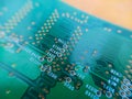 RAM memory circuit board of computer macro close-up