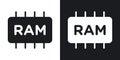 RAM memoryline in Thin line black color. flat simple vector symbols illustration Royalty Free Stock Photo
