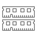 RAM module thin line icon, electronics concept, memory module fragments vector sign on white background, outline style