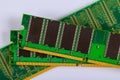 RAM modules memory chips for computer over white background Royalty Free Stock Photo