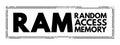RAM Random Access Memory - form of computer memory that can be read and changed in any order, acronym text concept stamp Royalty Free Stock Photo