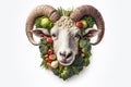 A ram's head made out of vegetables, created by Generative AI