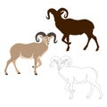 Ram sheep vector illustration style Flat black silhouette Royalty Free Stock Photo