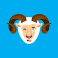 Ram winking face avatar. Sheep Farm Animal happy emoji. Vector i Royalty Free Stock Photo