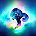 Ram zodiac sign on colorful background. Aquarius horoscope symbol. AI Generated Royalty Free Stock Photo