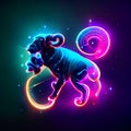 Ram zodiac sign neon sign. Astrological horoscope symbol AI Generated