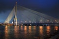 Rama8 bridge at dusk in Bangkok Royalty Free Stock Photo